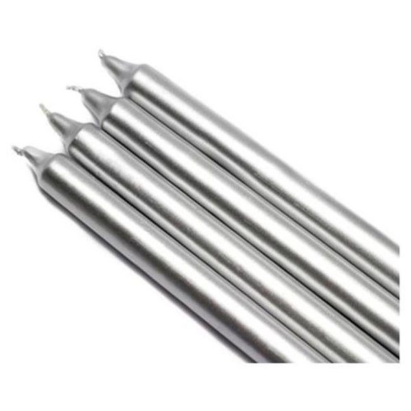 Zest Candle Zest Candle CEZ-104 10 in. Metallic Silver Straight Taper Candles -1 Dozen CEZ-104